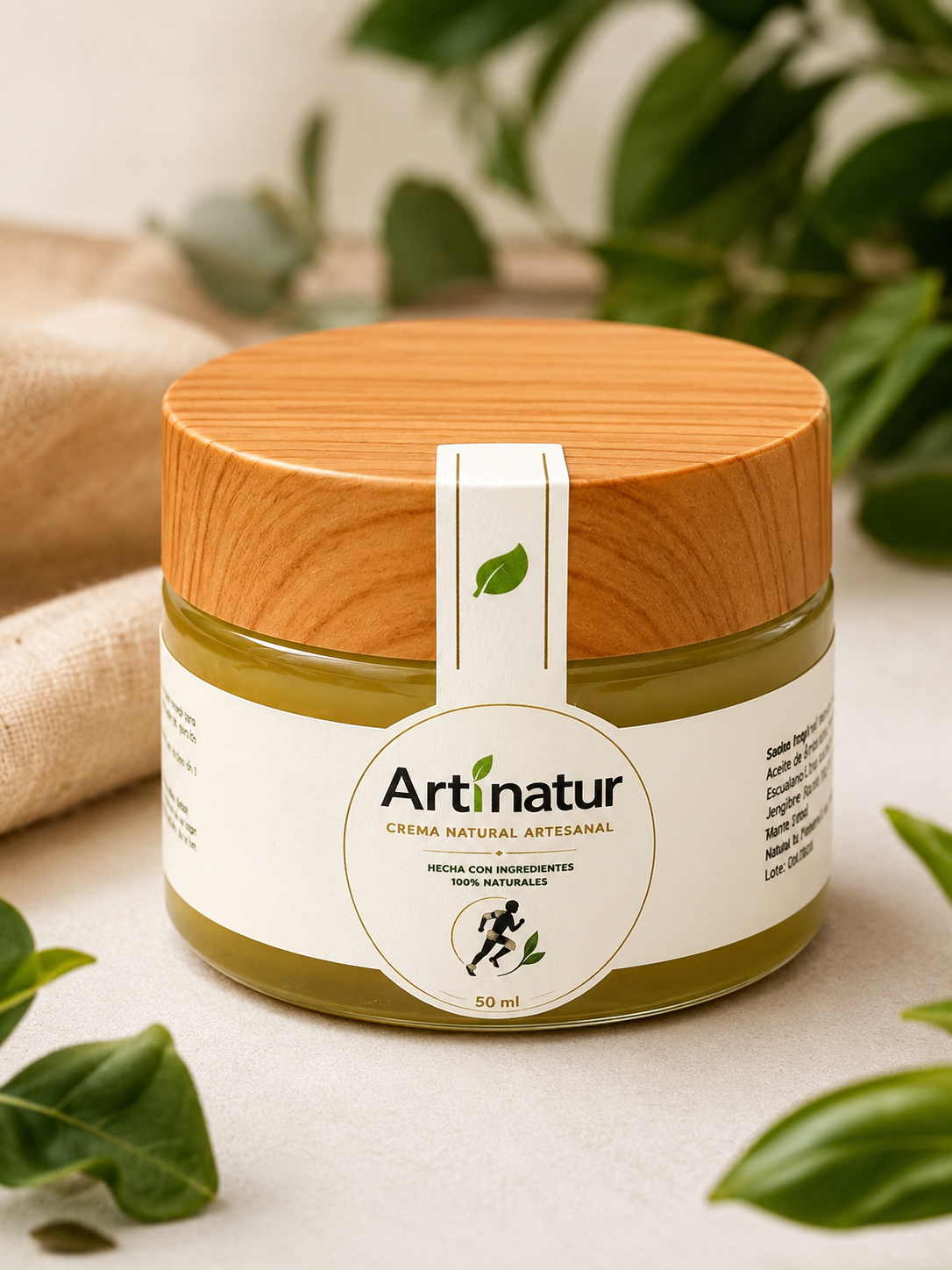 Tarro de crema natural artesanal Artinatur de 50 ml